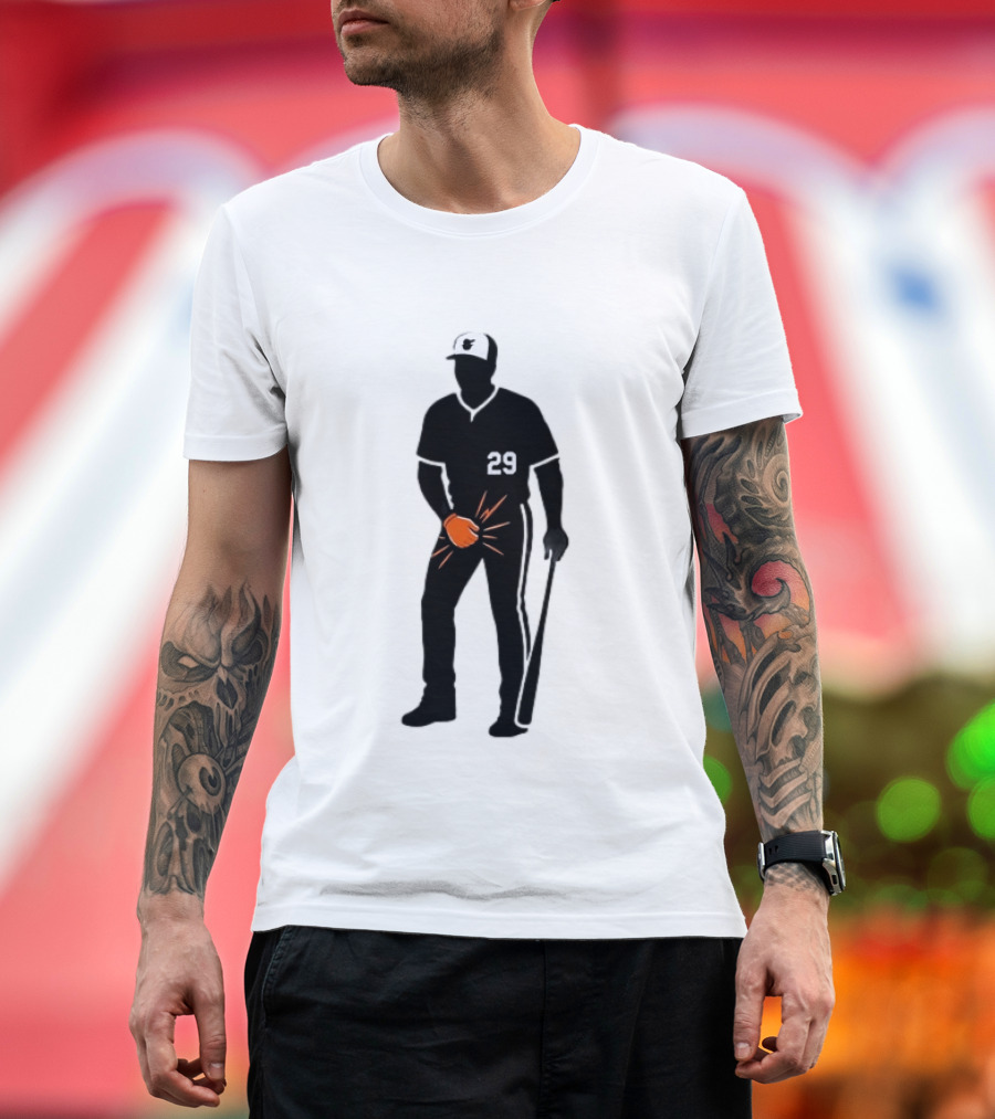 Baltimore Orioles 29 Baseball Player Jersey Black And Orange Glove T-Shirt