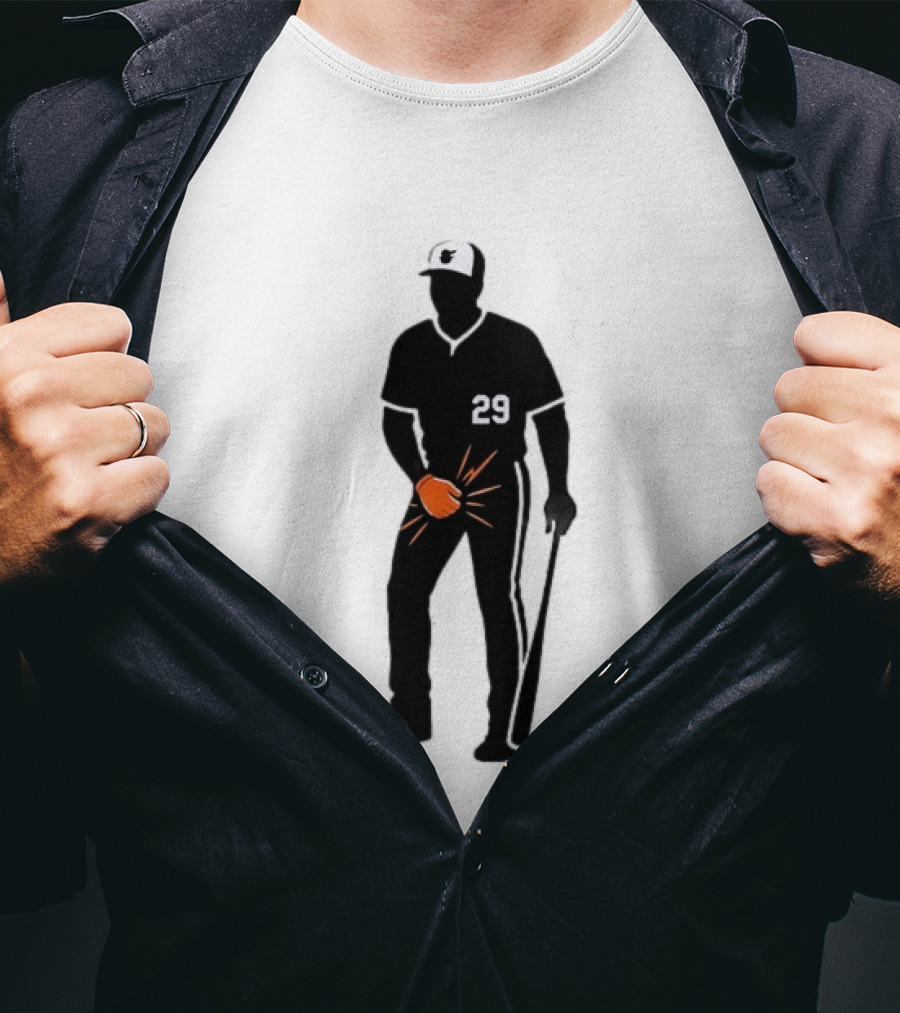 Baltimore Orioles 29 Baseball Player Jersey Black And Orange Glove T-Shirt