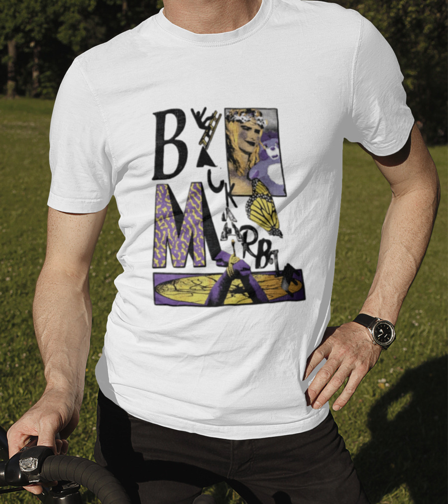 Black Marble Butterfly Tied Hands Woman Ladder T-Shirt