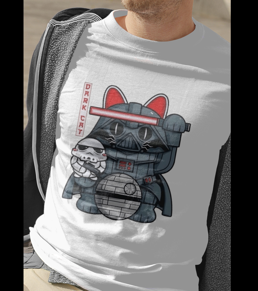 Dark Cat Vader Star Wars Cat Holding Stormtrooper Helmet T-Shirt