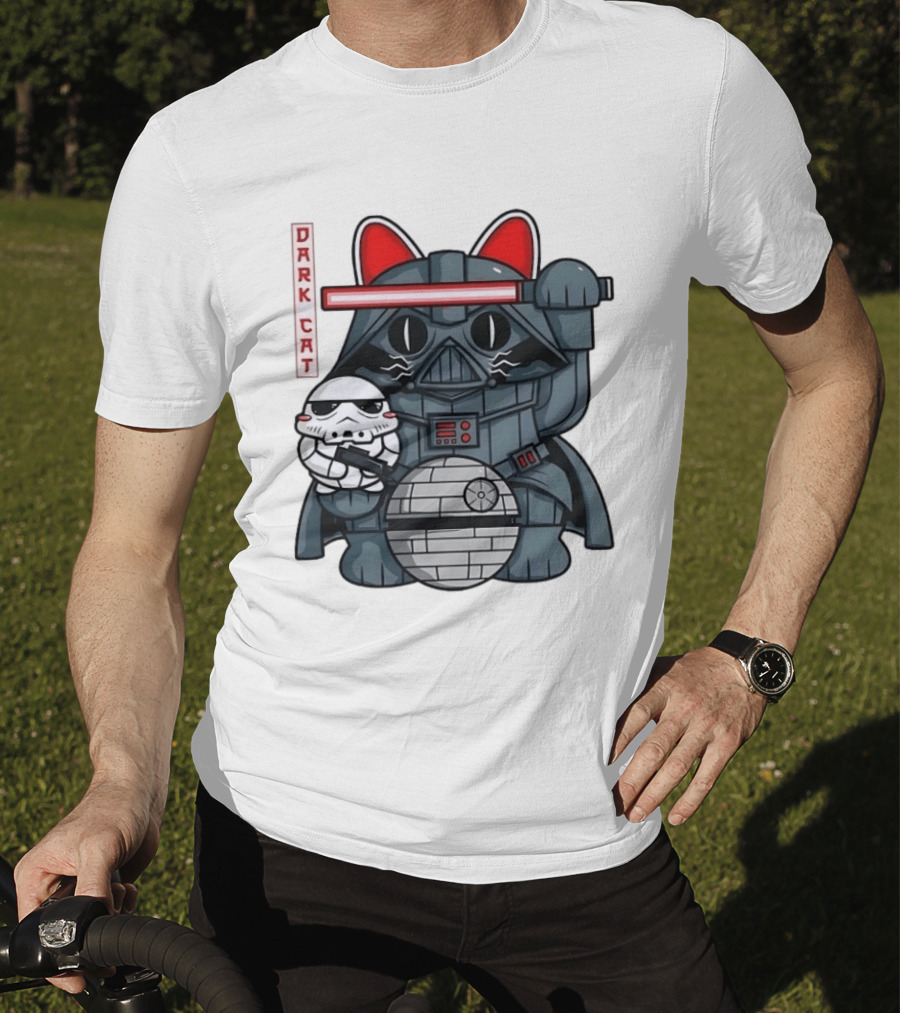 Dark Cat Vader Star Wars Cat Holding Stormtrooper Helmet T-Shirt