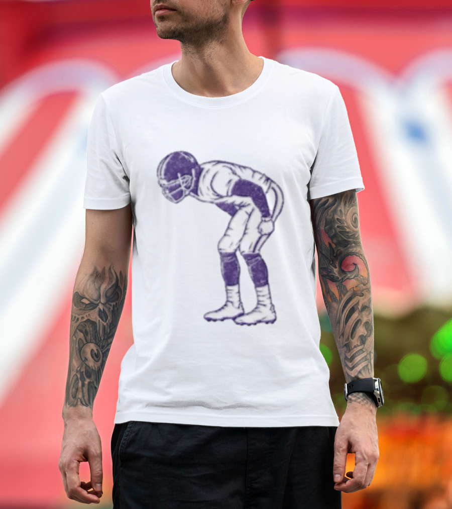 Distressed Purple American Football Player Resting Pose Vintage Look T-Shirt