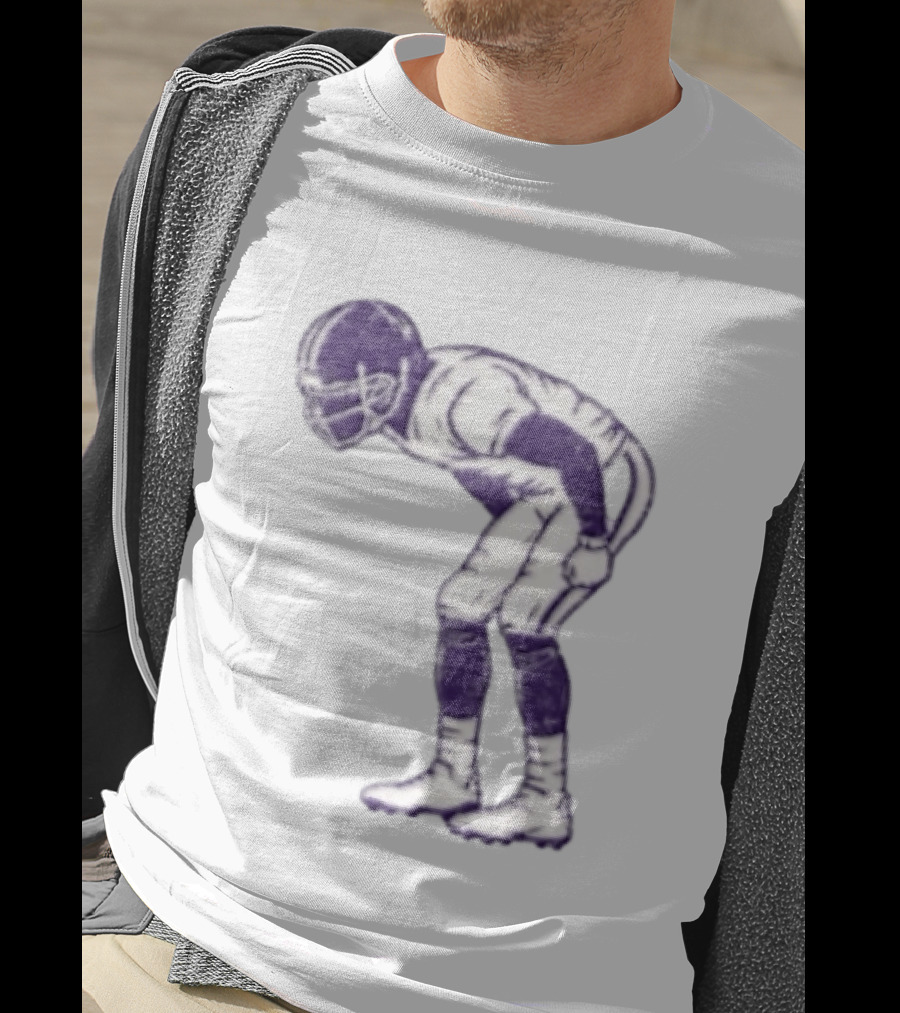 Distressed Purple American Football Player Resting Pose Vintage Look T-Shirt