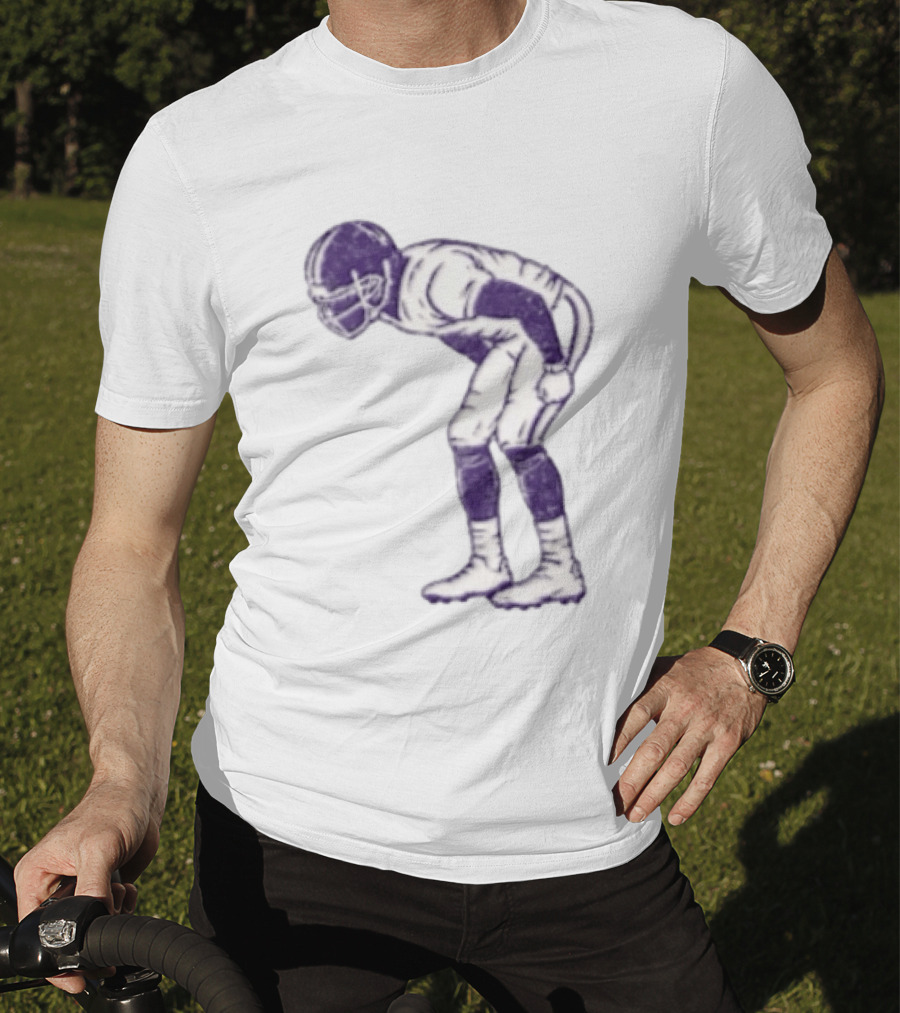 Distressed Purple American Football Player Resting Pose Vintage Look T-Shirt