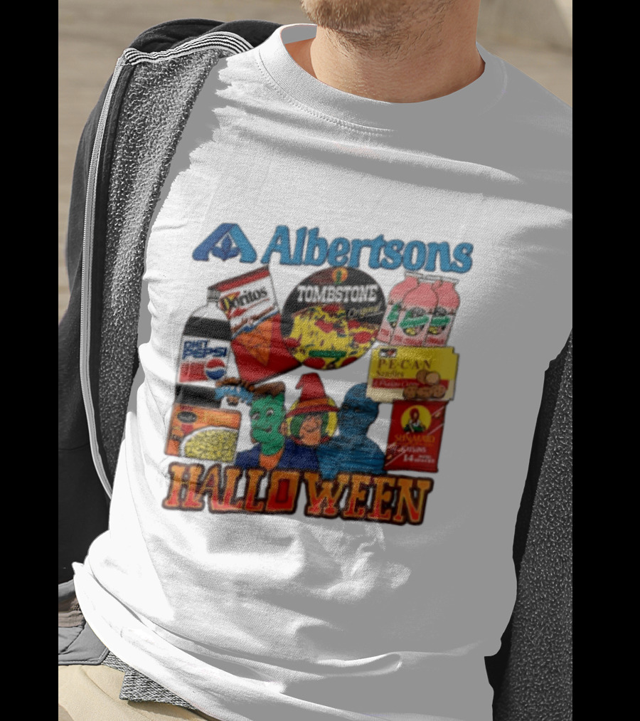 Albertsons Halloween Frankenstein Witch Mummy Featuring Diet Pepsi Doritos Tombstone Pizza T-Shirt