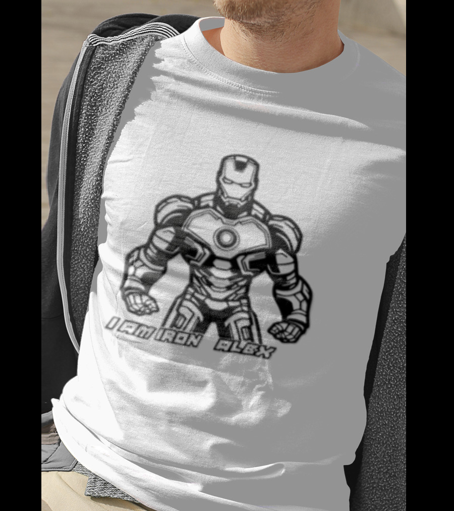 I Am Iron Alex Armored Superhero Clenched Fists Line T-Shirt