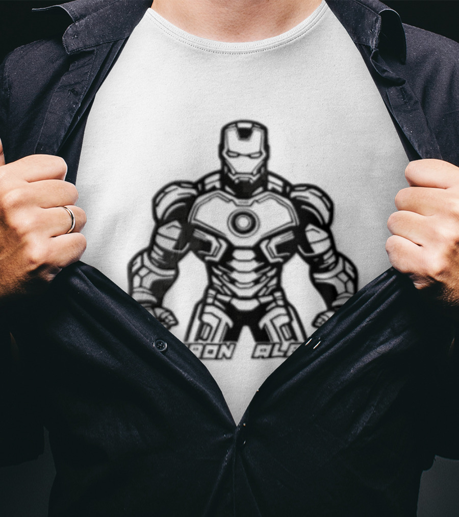 I Am Iron Alex Armored Superhero Clenched Fists Line T-Shirt