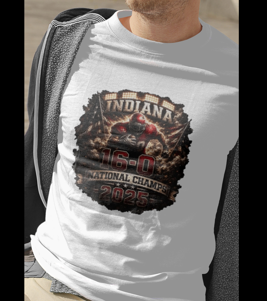 Indiana 16 0 National Champs 2025 Football Victory Celebration T-Shirt