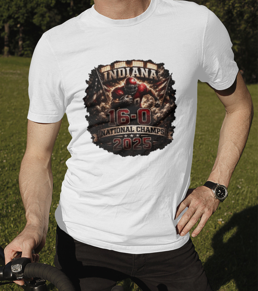 Indiana 16 0 National Champs 2025 Football Victory Celebration T-Shirt