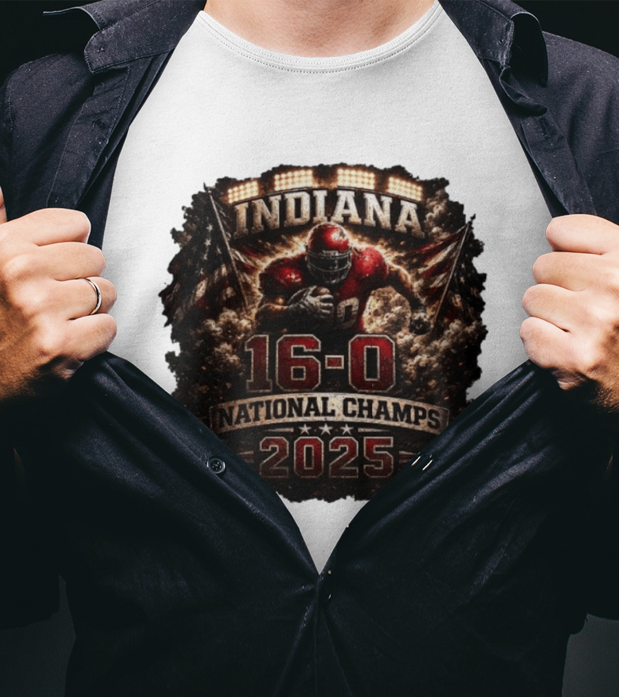 Indiana 16 0 National Champs 2025 Football Victory Celebration T-Shirt
