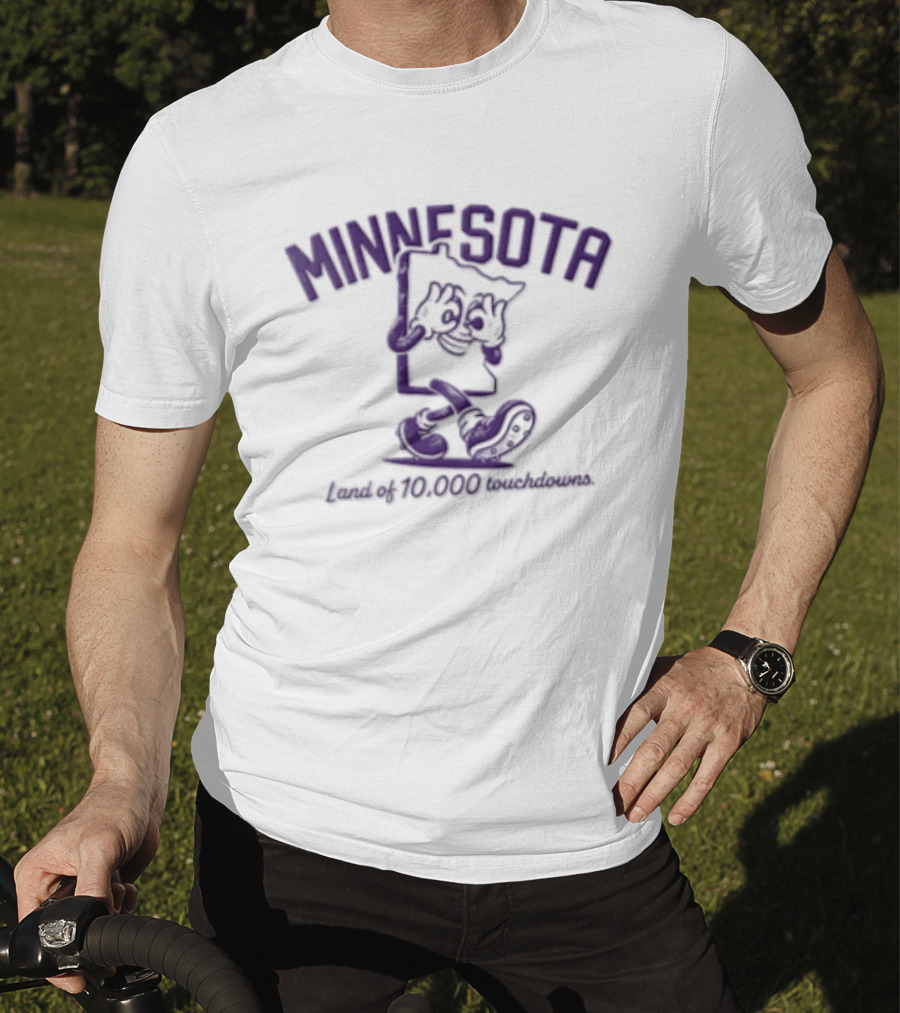 Minnesota Land Of 10000 Touchdowns Cartoon State Griddy Dance Football Cleats T-Shirt