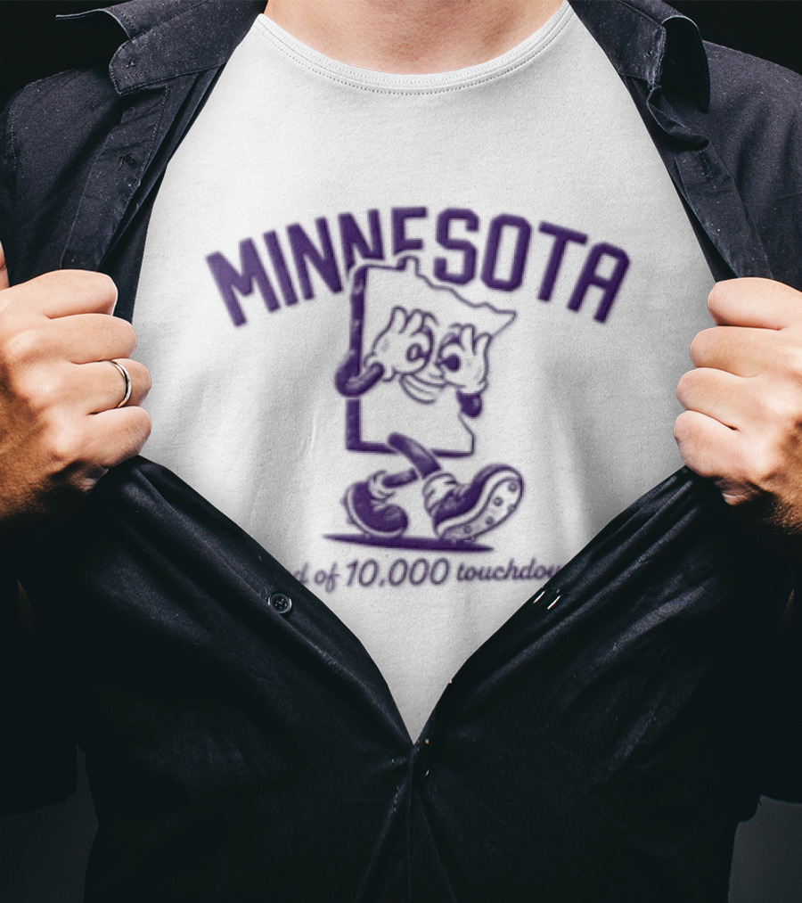 Minnesota Land Of 10000 Touchdowns Cartoon State Griddy Dance Football Cleats T-Shirt