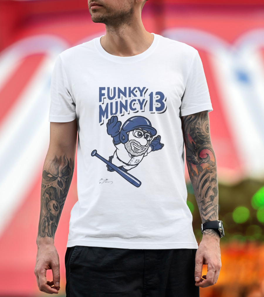 Funky Muncy 13 Max Los Angeles Dodgers Cartoon Baseball T-Shirt