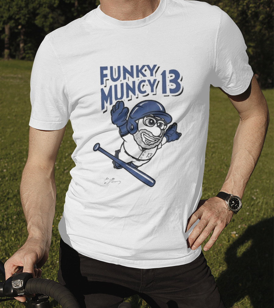Funky Muncy 13 Max Los Angeles Dodgers Cartoon Baseball T-Shirt