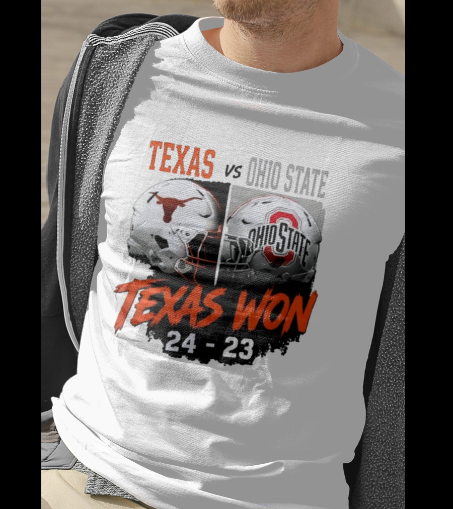 Texas Vs Ohio State 2026 Texas Won 24 23 Helmet Matchup T-Shirt