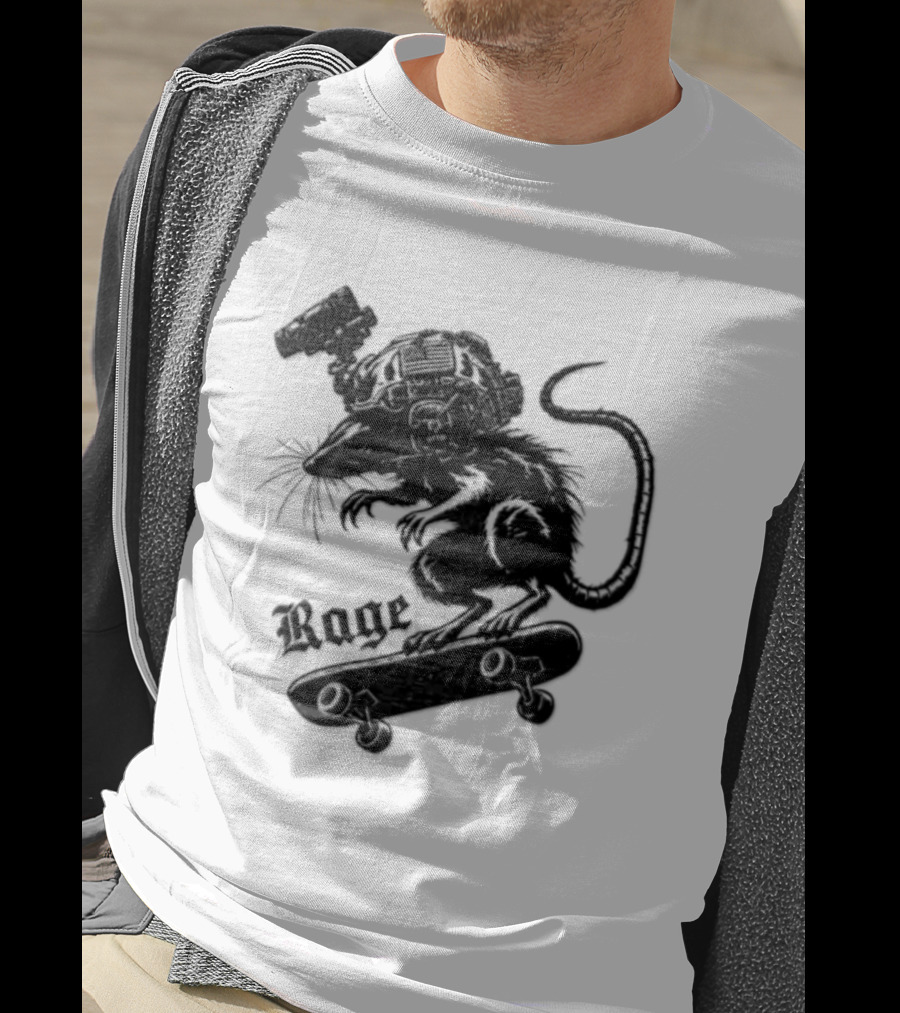Skater Rat Tactical Helmet Night Vision Rage Skateboarding Adventure T-Shirt