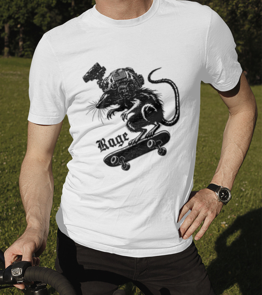 Skater Rat Tactical Helmet Night Vision Rage Skateboarding Adventure T-Shirt