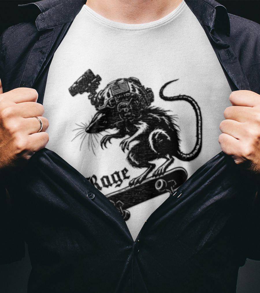 Skater Rat Tactical Helmet Night Vision Rage Skateboarding Adventure T-Shirt