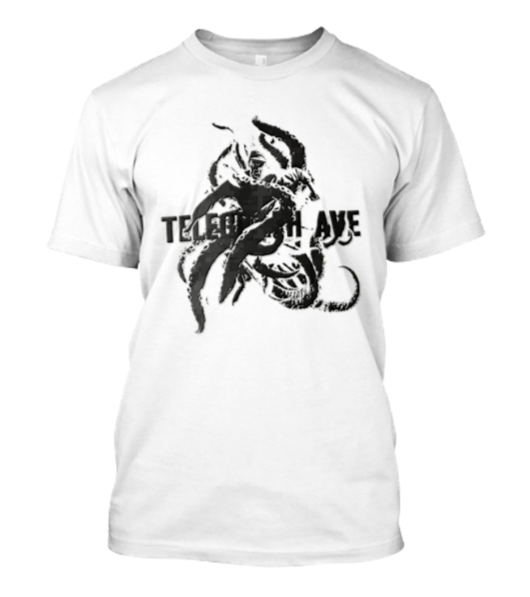 Telegraph Ave Giant Octopus Attacking Sailor Halftone T-Shirt