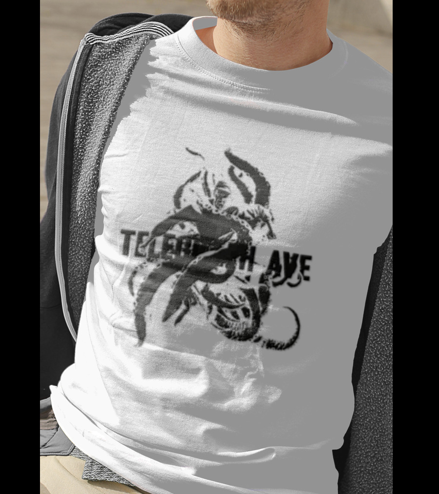 Telegraph Ave Giant Octopus Attacking Sailor Halftone T-Shirt