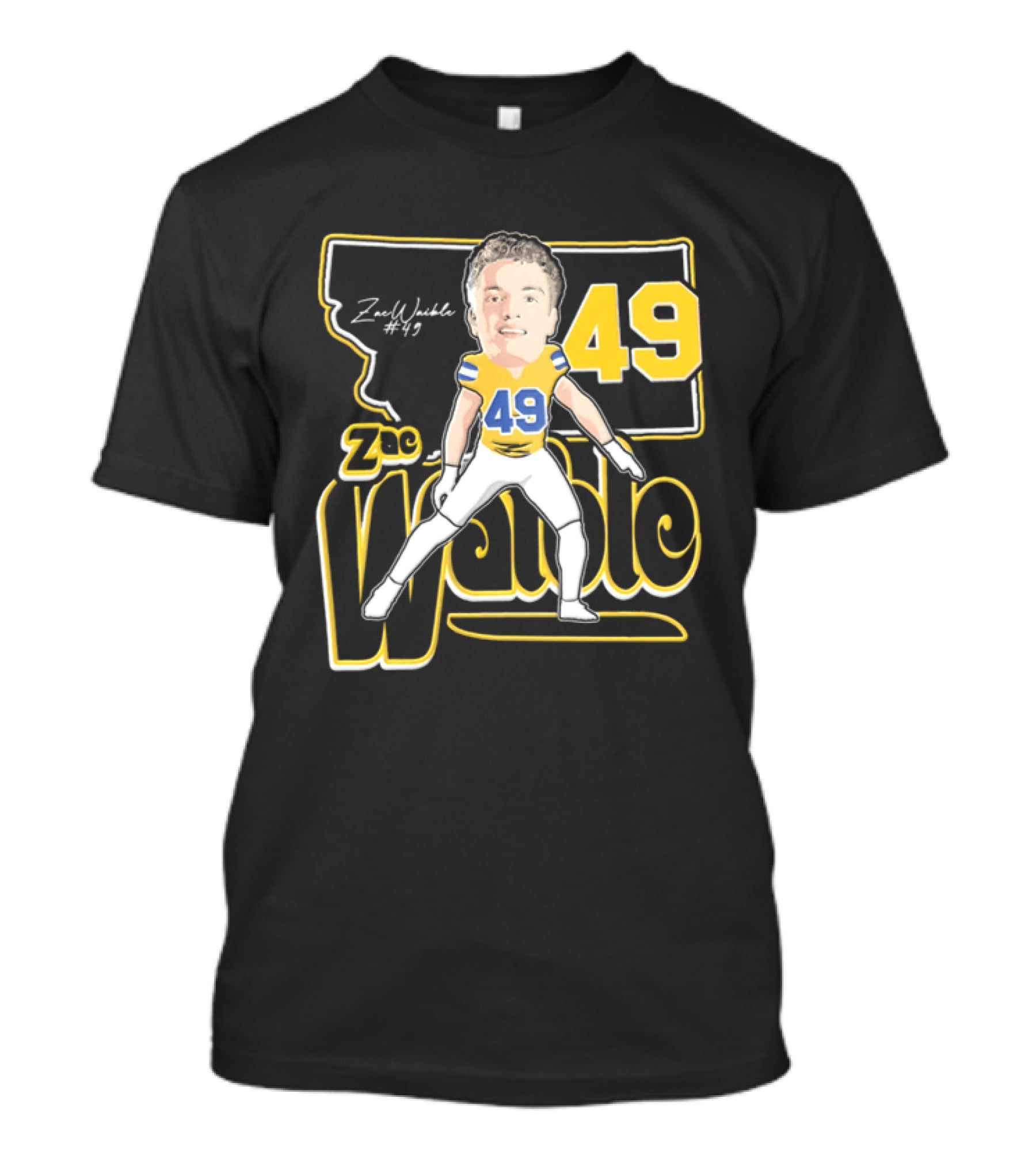 Zac Waible 49 Montana State Bobcats Football Caricature T-Shirt
