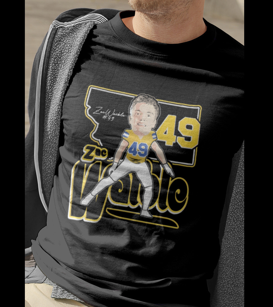 Zac Waible 49 Montana State Bobcats Football Caricature T-Shirt
