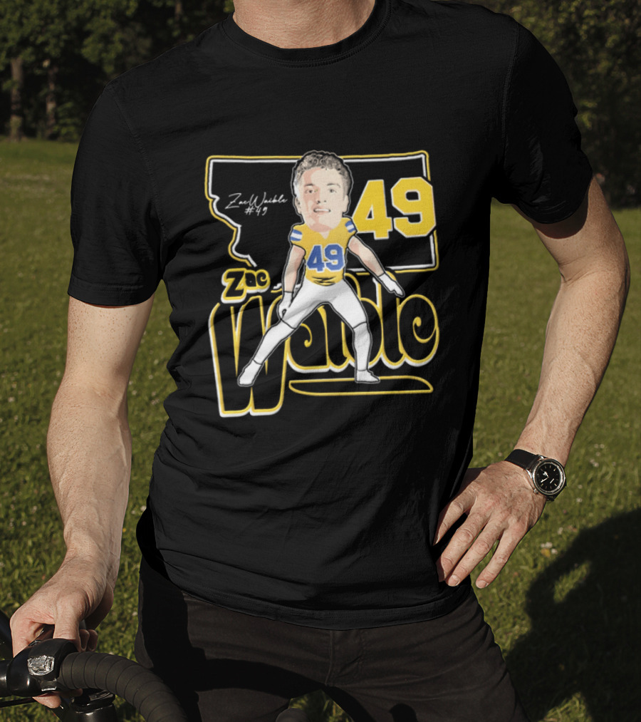 Zac Waible 49 Montana State Bobcats Football Caricature T-Shirt