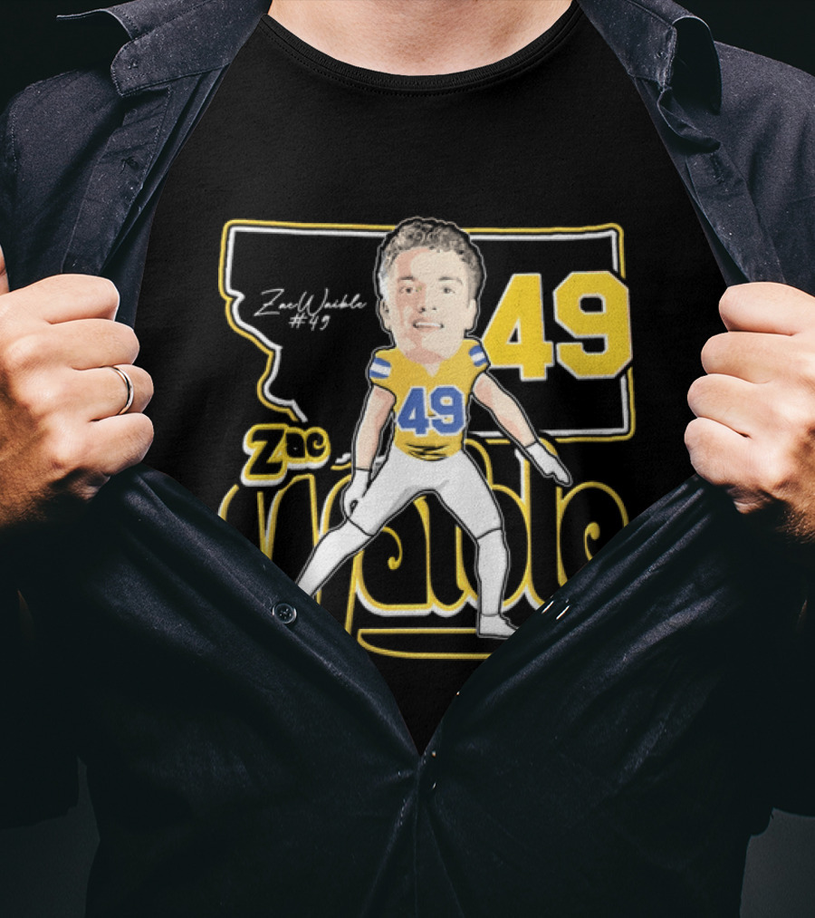 Zac Waible 49 Montana State Bobcats Football Caricature T-Shirt