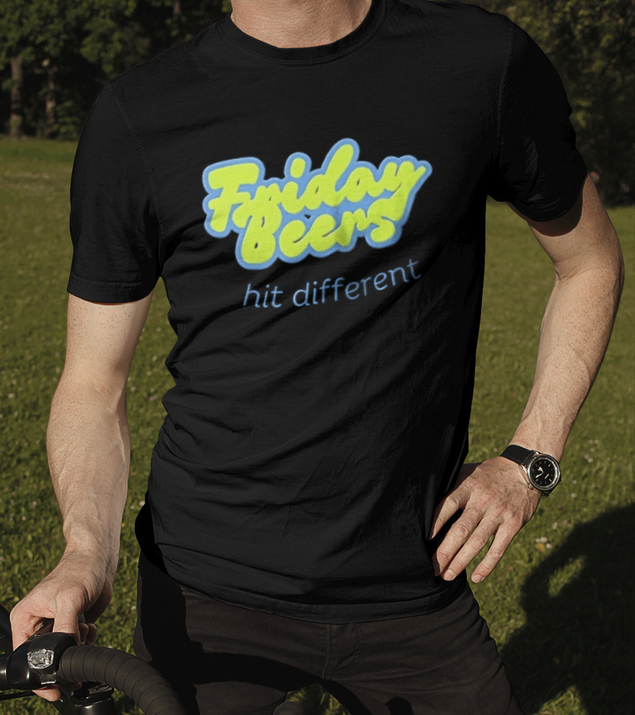 Friday Beers Hit Different Neon T-Shirt