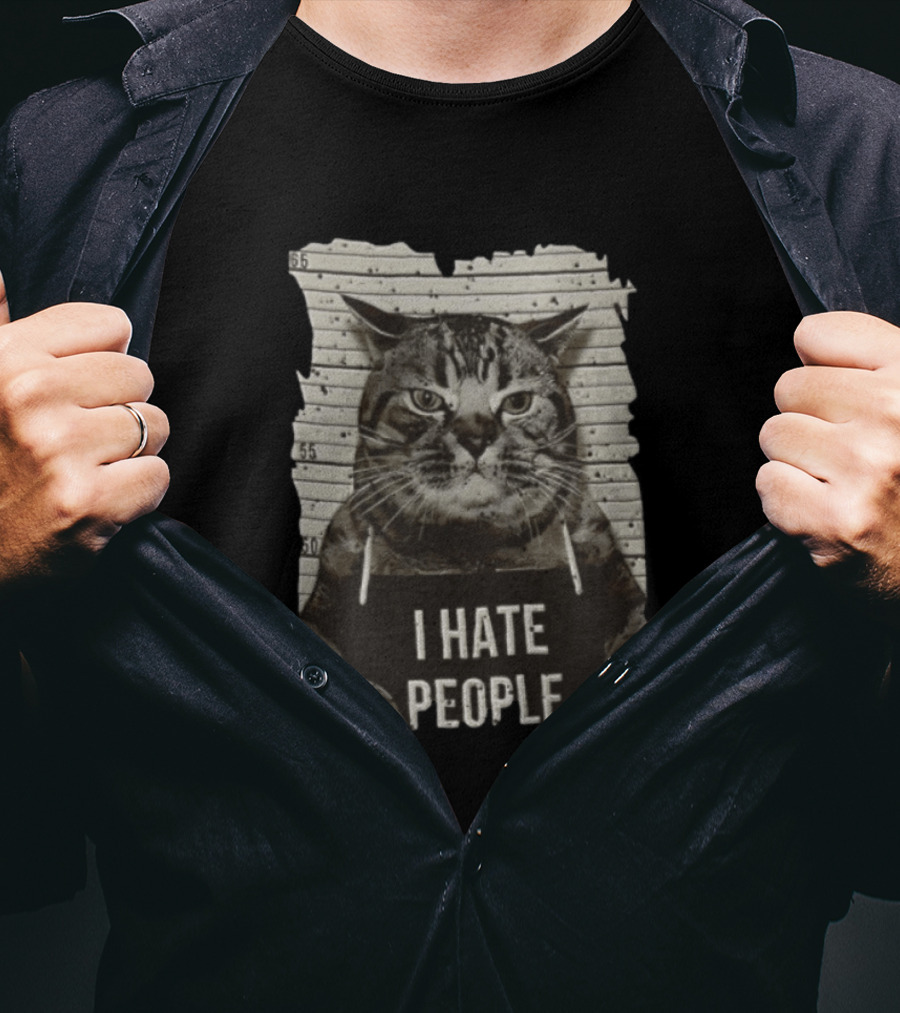 Grumpy Cat Shot I Hate People Funny Cat Meme T-Shirt