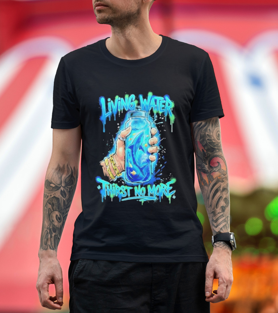 Living Water Thirst No More Shark Hand Holding Water Bottle T-Shirt