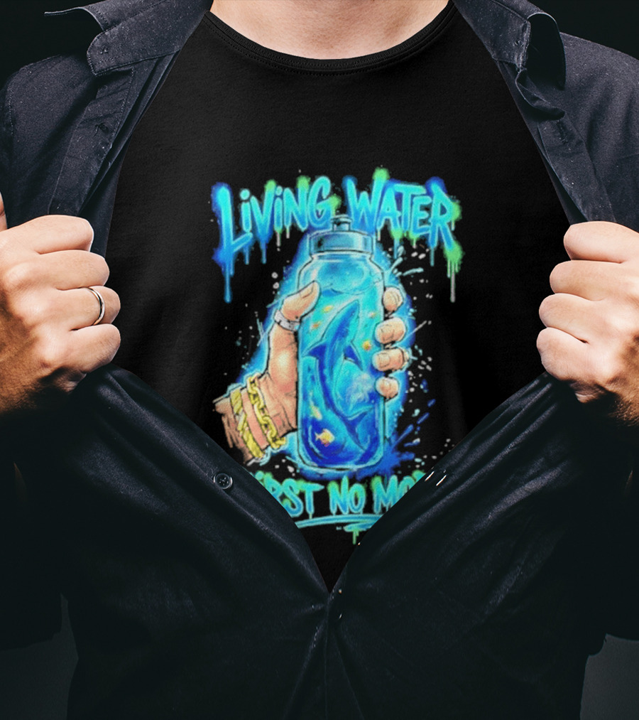 Living Water Thirst No More Shark Hand Holding Water Bottle T-Shirt