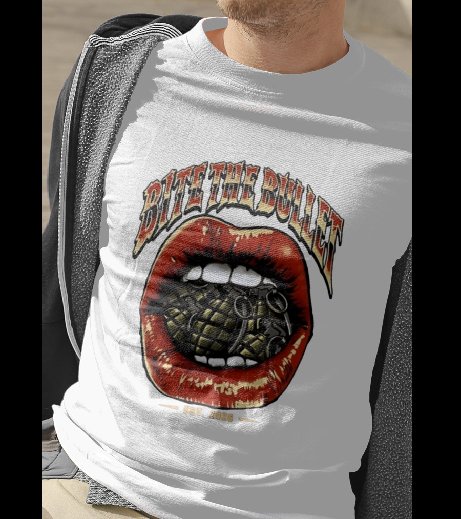 Bite The Bullet Grenade Lips Est 2026 Edgy T-Shirt