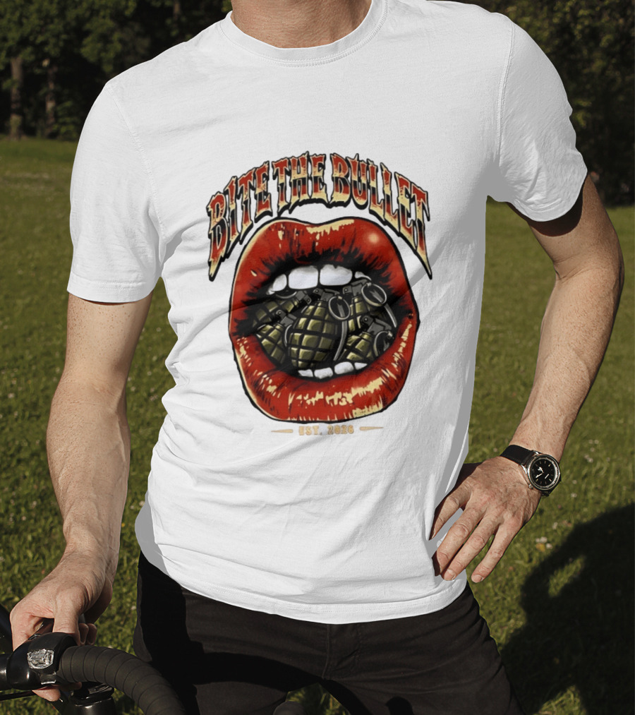 Bite The Bullet Grenade Lips Est 2026 Edgy T-Shirt