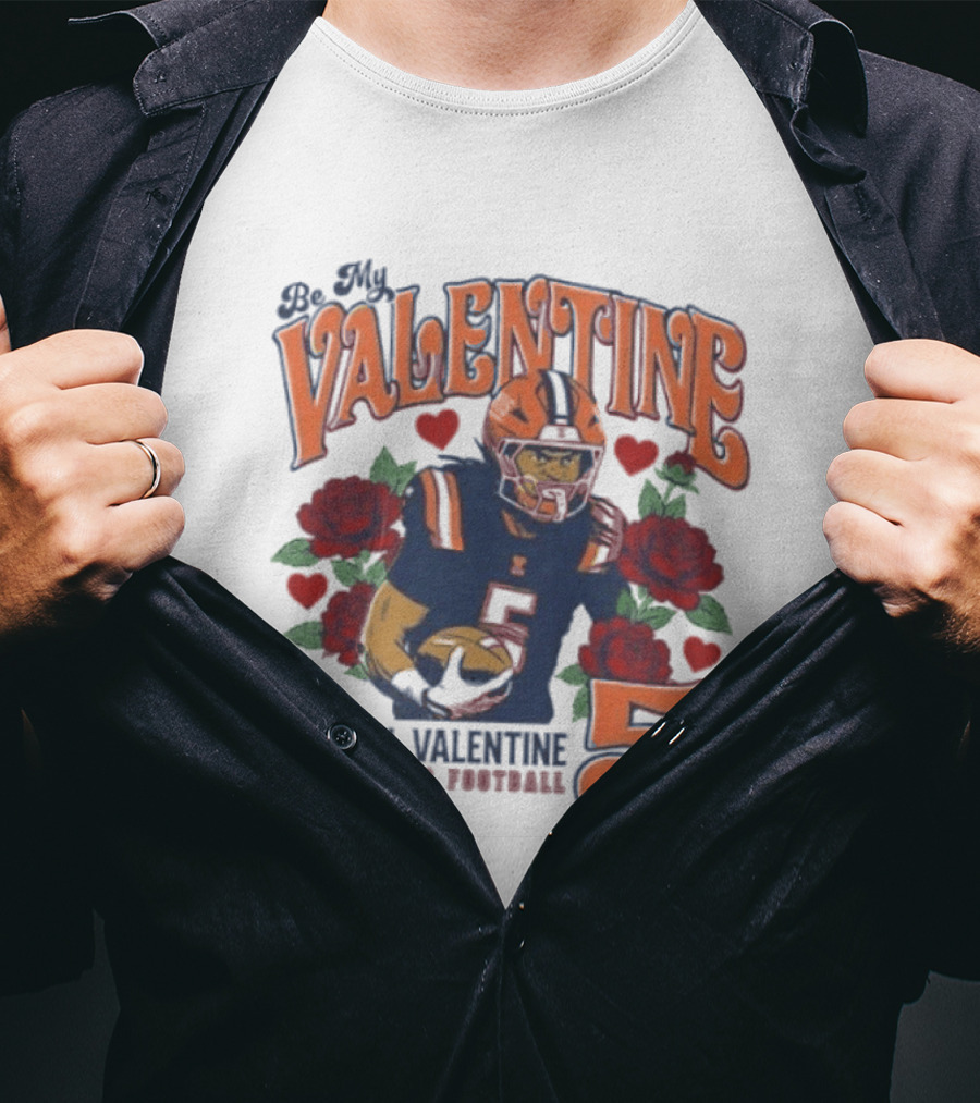 Be My Valentine Ca'Lil Valentine Illinois Football 5 Roses T-Shirt
