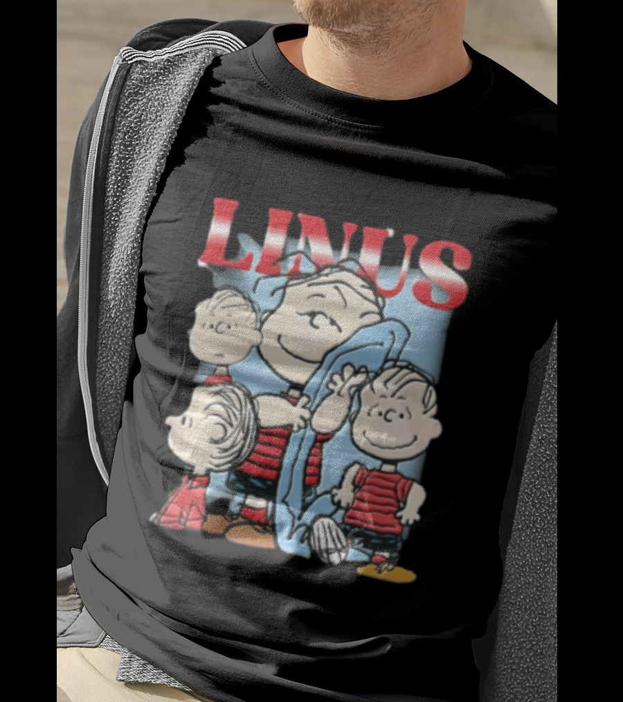Peanuts Linus Holding Blue Blanket Bootleg Sparkle 2020 Collage T-Shirt