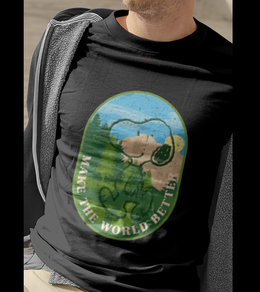 Snoopy Make The World Better Mountain Forest Retro Peanuts T-Shirt