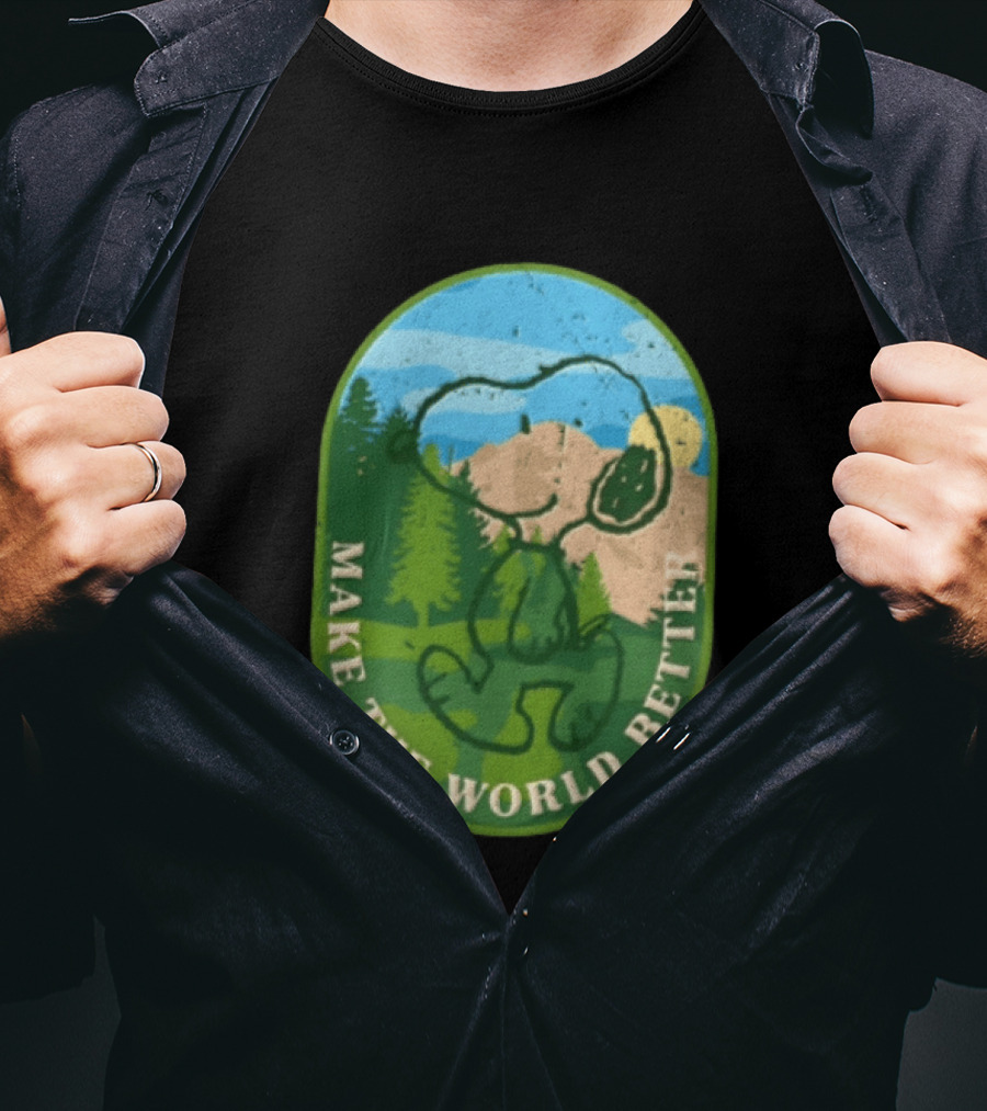 Snoopy Make The World Better Mountain Forest Retro Peanuts T-Shirt