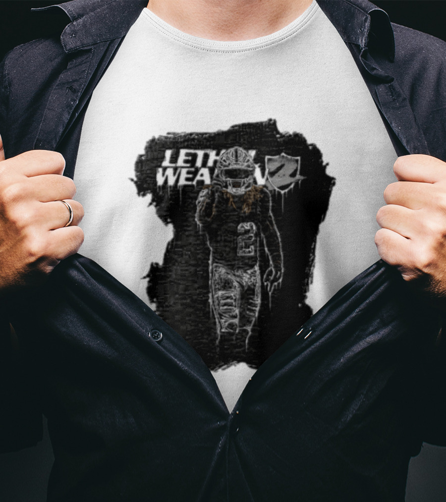 Las Vegas Raiders Davante Adams Lethal Weapon 17 Silver And Black Football T-Shirt