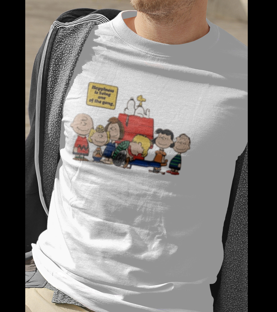 Peanuts Happiness Is Being One Of The Gang Snoopy Doghouse Schroeder Toy Piano Charles Schulz Cartoon T-Shirt
