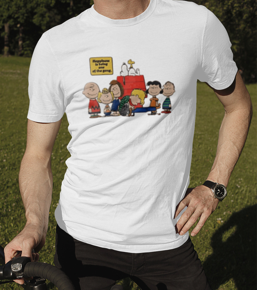 Peanuts Happiness Is Being One Of The Gang Snoopy Doghouse Schroeder Toy Piano Charles Schulz Cartoon T-Shirt