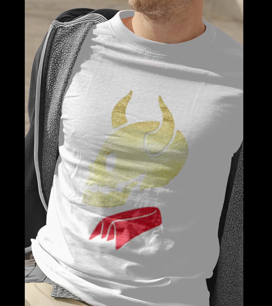 Devil Horn Skull Red Collar Gold Glitter T-Shirt