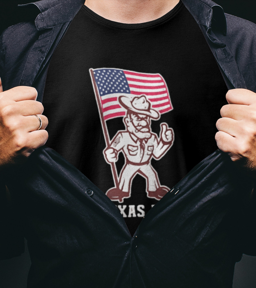 Texas A&M Drill Sergeant With American Flag Reveille T-Shirt