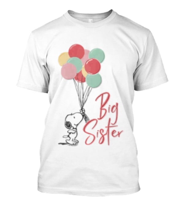 Peanuts Snoopy Big Sister Pastel Balloons Cartoon Dog T-Shirt