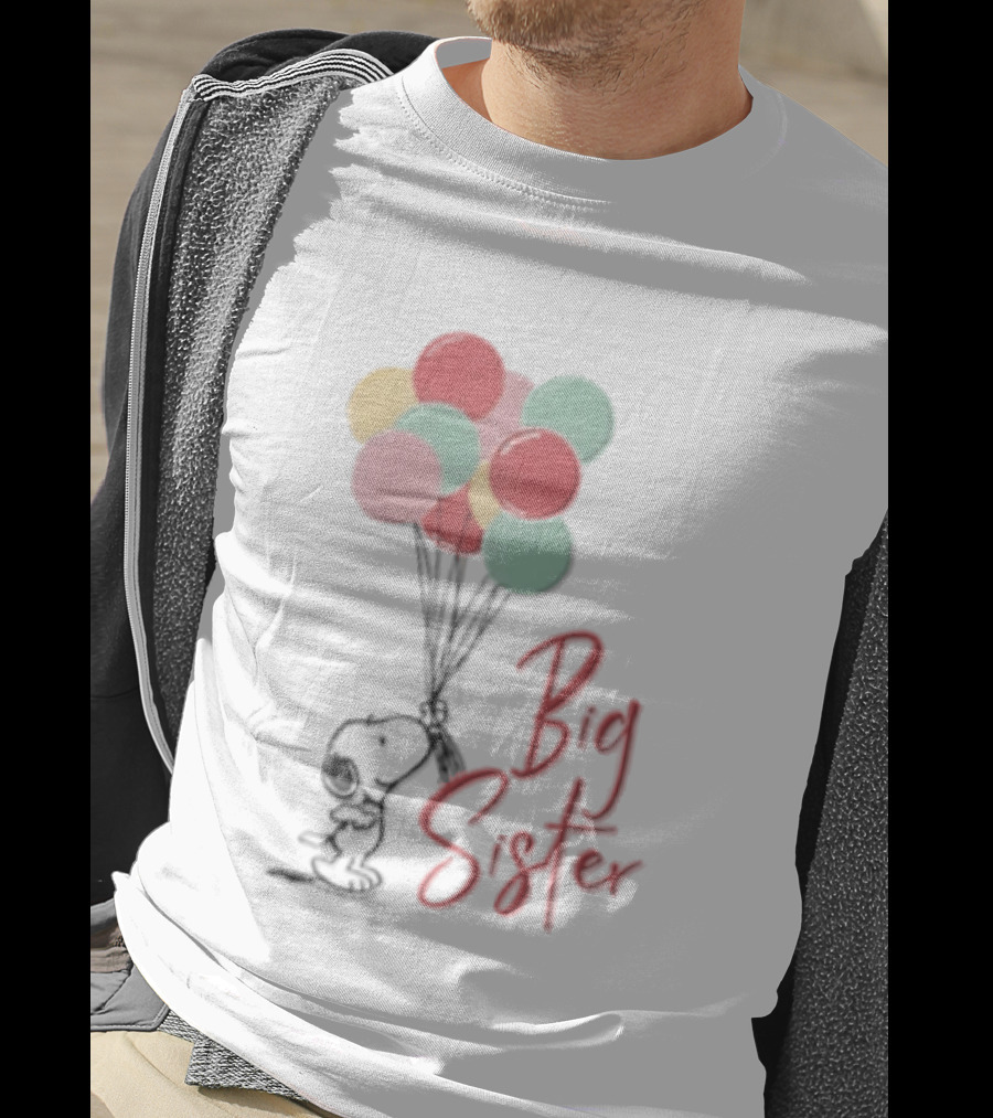 Peanuts Snoopy Big Sister Pastel Balloons Cartoon Dog T-Shirt