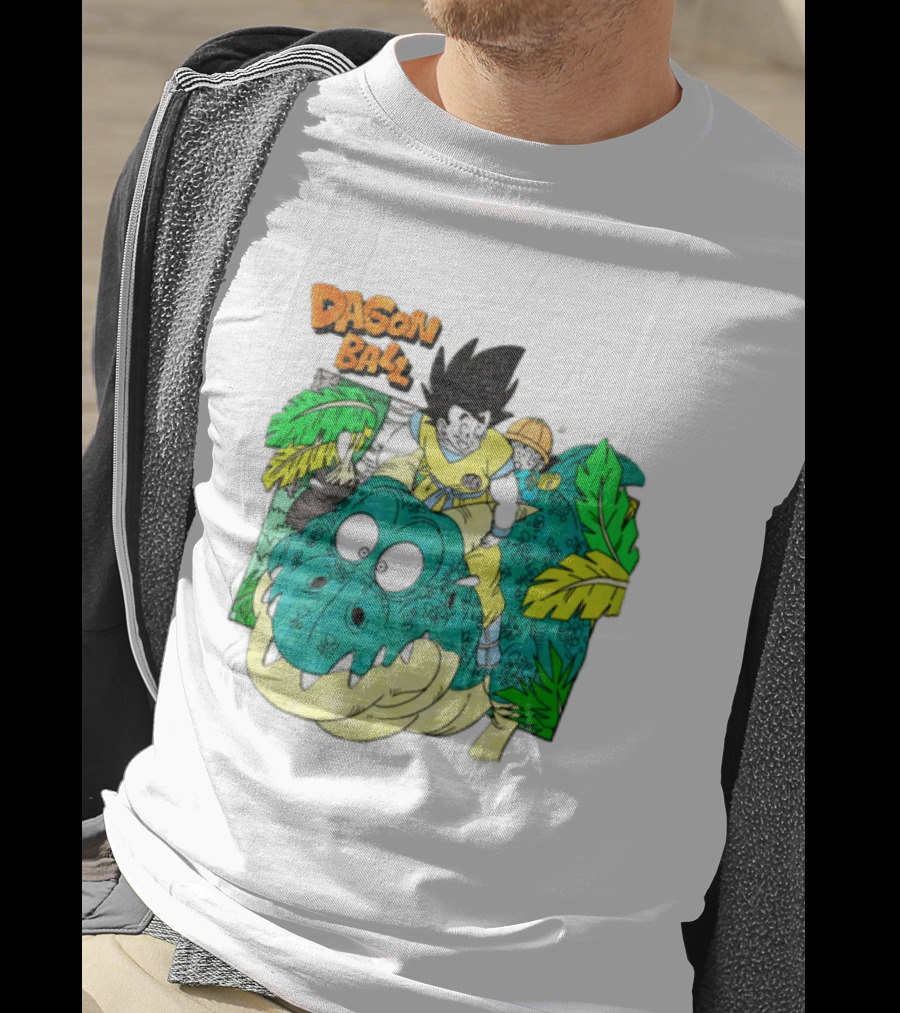 Goku Gohan Riding Dinosaur Dragon Ball Adventure Scene T-Shirt