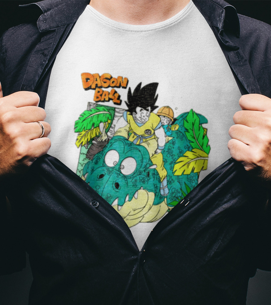 Goku Gohan Riding Dinosaur Dragon Ball Adventure Scene T-Shirt