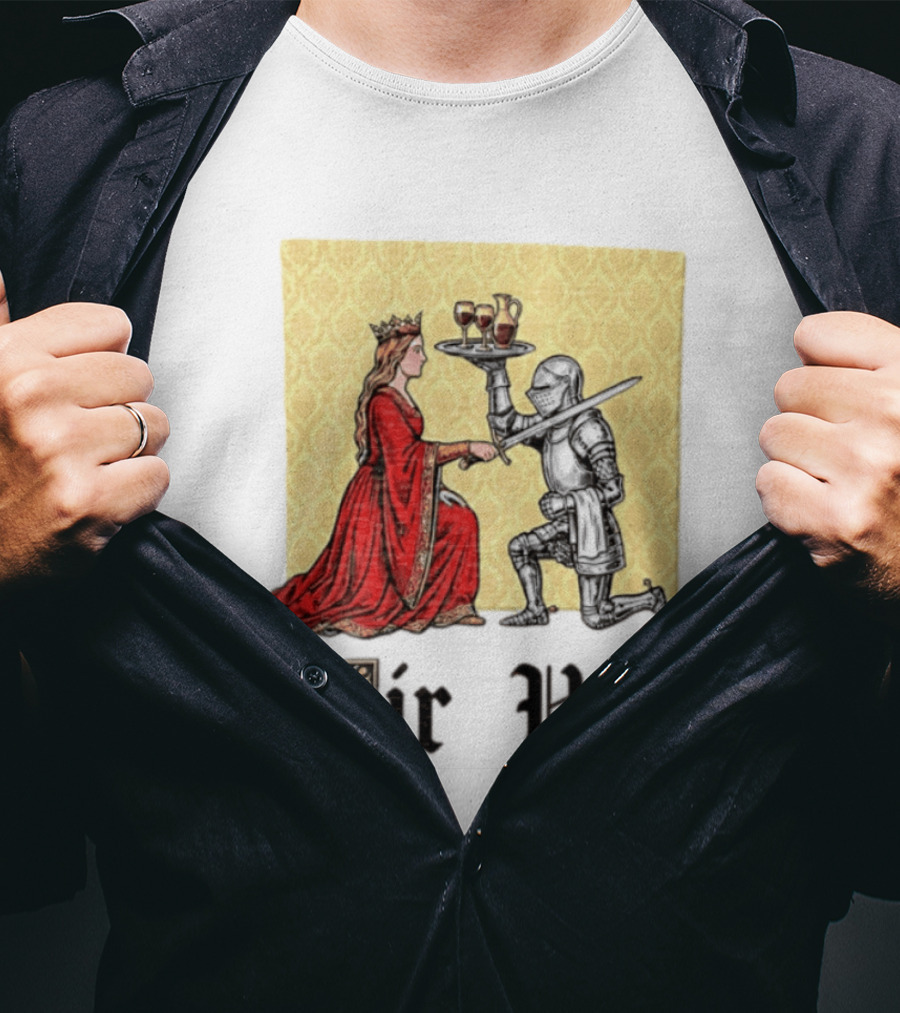 Sir Ver Knight Serving Wine To Queen Medieval Fantasy T-Shirt