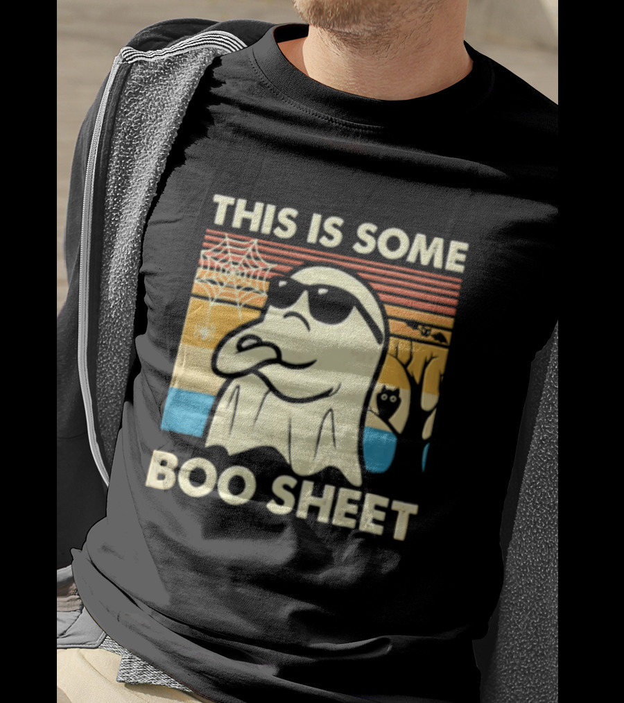 This Is Some Boo Sheet Sunset Ghost Sunglasses Tree T-Shirt