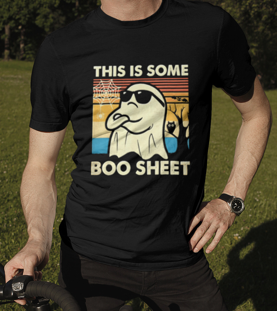 This Is Some Boo Sheet Sunset Ghost Sunglasses Tree T-Shirt